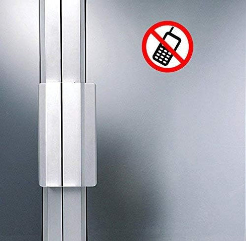 dealzEpic No Cell Phone/Mobile Phone is Prohibited Sign, Self Adhesive Vinyl Decal Sticker, Pack of 4 Pcs