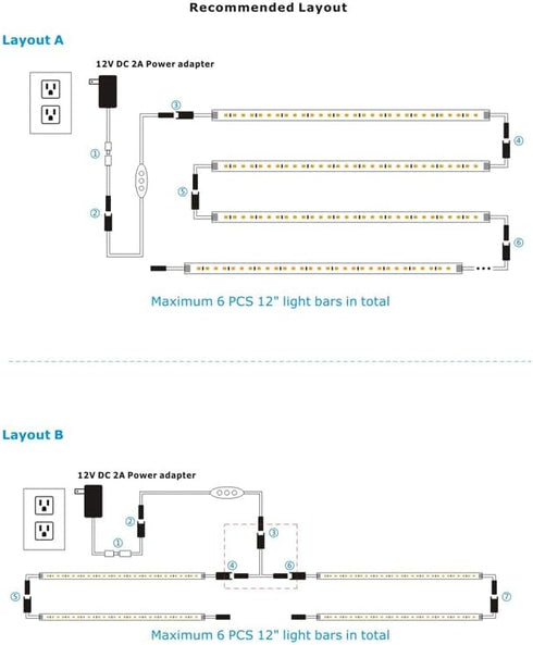 Bangnics 6 12 Inch Dimmable 24W Countertop Counter Closets 5000K Under Cabinet Lighting Plug in. PCS Likable Low