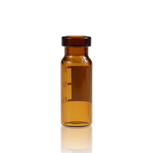 Amber Glass Crimp Top Vial, 2 mL, 11 mm Wide Opening, 12 mm x 32 mm, Pack of 100