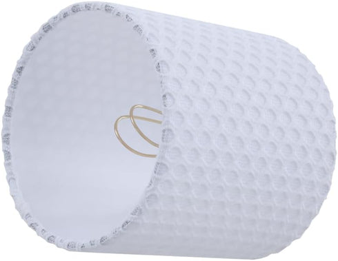 Aspen Creative 31204 5" 5" 5" Small Clip-On Drum Lamp Shade in Off-White with Honeycomb Pattern, Top x Bottom x Slant
