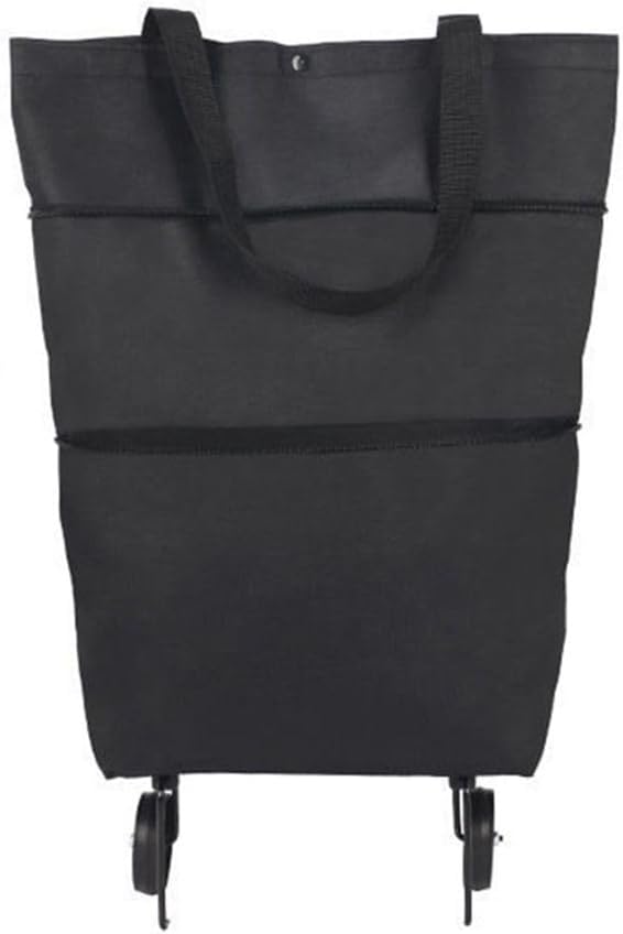 HOBBYIN Shopping Bag with Wheels, Grocery Cart with Hand Straps, Hand Pulling Utility