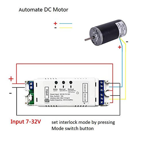 2CH WiFi RF Wireless Switch Relay, Compatible with Alexa Google Home, Inching Self-Locking Interlock Mode (Smart Life