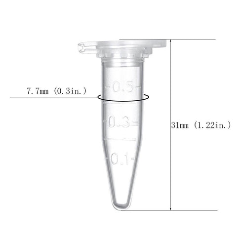 0.5ml Microcentrifuge Tubes 300pcs, EO Sterilized Plastic Small Vials with Caps for Sample Storage without Leakage(300)