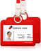 Badge Holder Silicone Horizontal ID Card Holder with Heavy Duty Lanyard Neck Strap for Offices Supplies (Red)