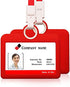 Badge Holder Silicone Horizontal ID Card Holder with Heavy Duty Lanyard Neck Strap for Offices Supplies (Red)