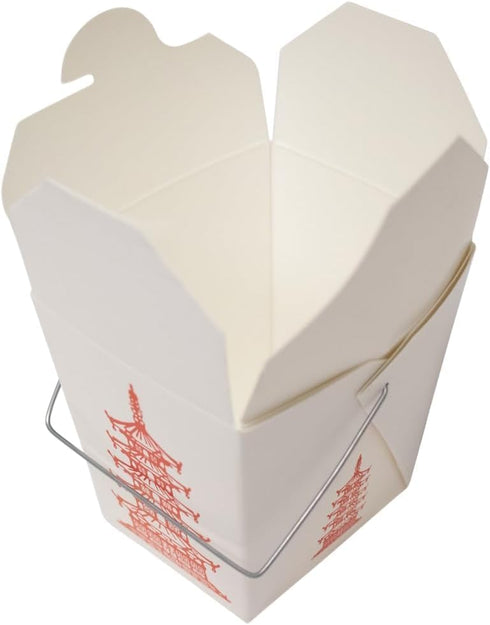 15 Count 16 oz Pagoda Wire Handle Chinese Takeout Box for Food Storage