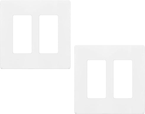 2 Pack 2-Gang Screwless Decorator/Rocker Wallplate Faceplate Cover for Outlet & Switch, Plus-Size, Glossy-White