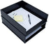 Victor 1142-5 Midnight Black Front Load Letter Tray, Matte Black with Faux Leather Tray Pad