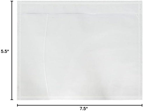 Packing List Envelopes 7.5" X 5.5" Pouches, Clear Enclosed Adhesive Bags, Pack of 50