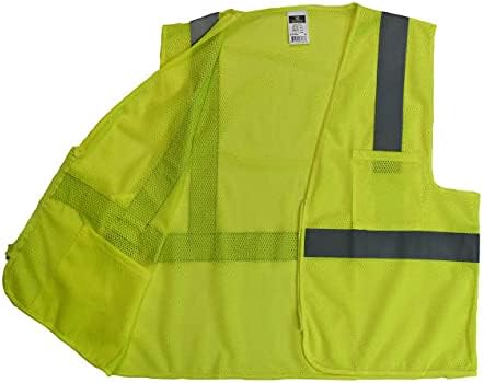 Radians SV2ZGMM Polyester Mesh Economy Class 2 High Visibility Vest, Medium, Green, Zipper Closure