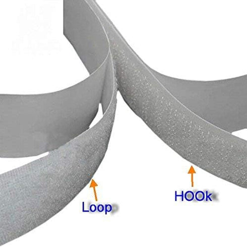 16 Feet Length 0.75 Inch Width Hook and Loop with Strong Self Adhesive Tape Strip - White