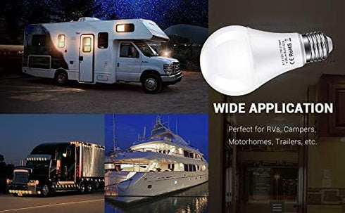 12V LED Light Bulb, 60W Equivalent E26, 7W 630Lm, 12 Volt Low Voltage Lights, 6 Pack 2700K Warm White