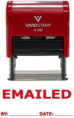 Emailed by Date Self Inking Rubber Stamp - Medium, Red Ink