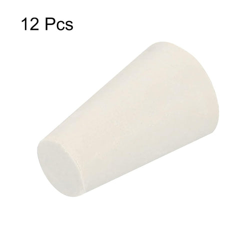 MECCANIXITY Rubber Tapered Plug 8mm to 13mm Solid Test Tubes Bungs, 12 Pieces White