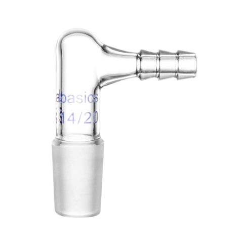Glass 90 Degree Vacuum/Gas Adapter, Borosilicate Glass Bent Inlet with 14/20 Inner Joint for Lab Supply