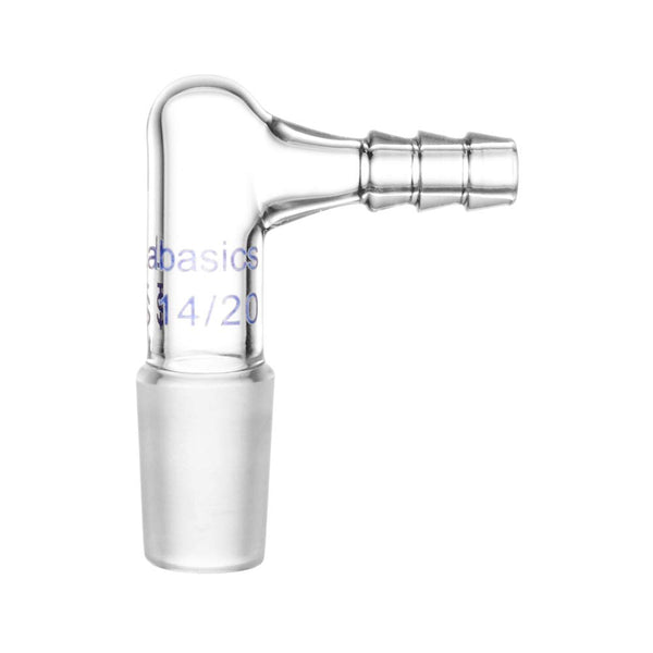 Glass 90 Degree Vacuum/Gas Adapter, Borosilicate Glass Bent Inlet with 14/20 Inner Joint for Lab Supply