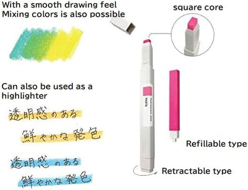 PASTA Drawing + Graphic Marker (10) with Sticky Notes, Assorted, KE-SP15-10