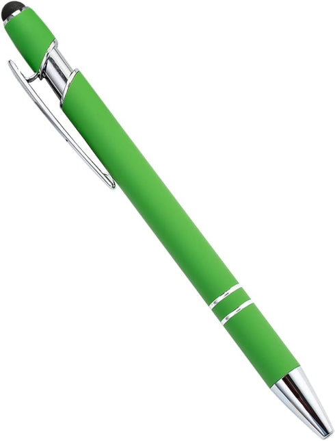 PASISIBICK 12 Pieces Green Ballpoint Pen with Stylus Tip, 2 in 1 Stylish Metal Pen for Touch Screens, Black Ink (12 PCS)