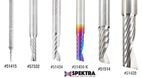 Amana Tool - 51446 Solid Carbide CNC Spiral 'O' Single Flute, Plastic Cutting 1/8 Dia x 3