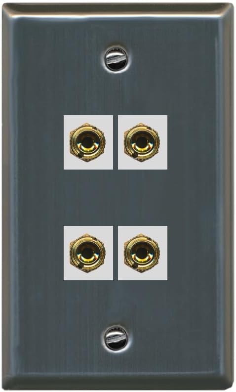 RiteAV 4 Banana 2 Speaker Surround Female Coupler Binding Post Wall Plate