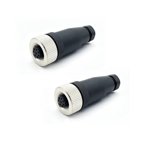 2Pcs M12 8 Pin Female Circular Connector, A Code IP67 Waterproof Field Assembly Wireable Sensor Straight Type Adapter
