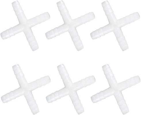 Joywayus 5/16" Plastic Hose Barb Fitting, Barbed Equal 4 Way Pipe Fittings Tube Adapter (Pack of 6)