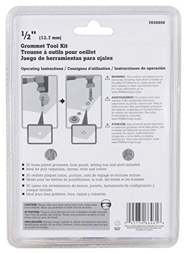 Edward Tools Grommet Kit 1/2” - Heavy Duty Brass Eyelet Grommets for Tarps and Fabric