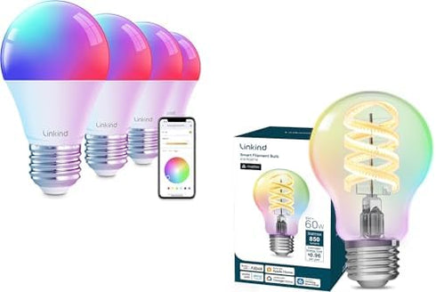 Linkind Smart Light Bulbs A19 4 Pack Matter Smart Edison Bulb A19