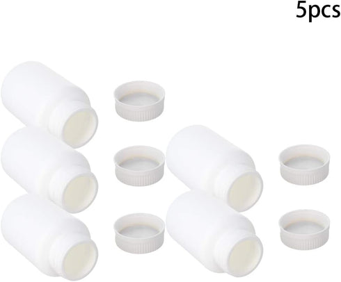 Othmro PE Plastic Lab Chemical Reagent Bottles 5pcs, 51ml/1.72oz Wide Mouth 28mmID Round Sample Liquid Storage Container Sealing Bottles White with Cap by Othmro