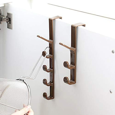 canjoyn 5 Layers Over The Door Hook Organizer Rack - Pack of 2 Hanger for Backpack Handbag (White)
