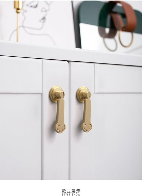 SANCHAKOU 2-Pack 3 Vintage Zinc Alloy Handles Brass Chinese Pendant Gold Furniture Knob Bedside Table Shoe Cabinet