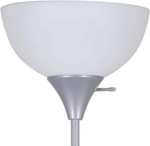 Generic 71 Inch, 3-Way 150W, Floor Lamp, Silver Finish, Plastic, White Shade, Switch, for Living Room, Bedroom, or Home