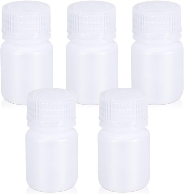 1 oz Wide Mouth Lab Reagent Bottle, 5 Pcs Laboratory Grade Chemical Container, Leak-proof HDPE Bottle