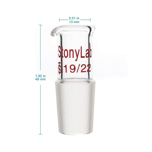 stonylab Glass Pour Out Adapter, Borosilicate Glass Liquid Pouring Adapter with 19/22 Ground Inner Joint for Laboratory Lab Supply