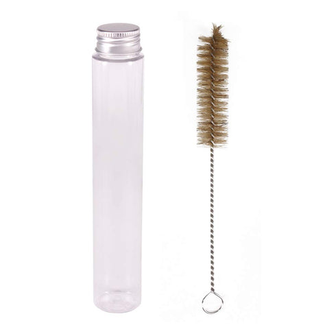 15 Pack 100ml Clear Plastic Test Tubes with Screw Caps, 1 Cleaning Brush, Gumball Candy Tubes for Wedding Party Décor