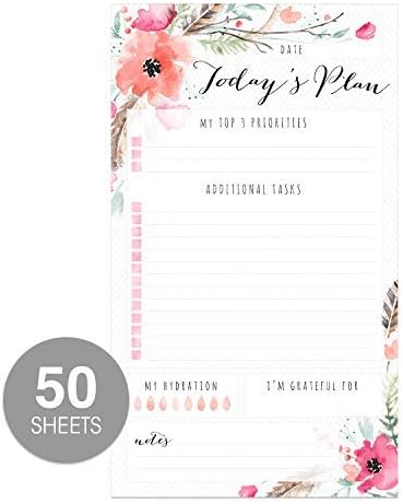 Boho Spirit Sticky Note Daily to-Do Planner / 50 Sticky Pages for Daily Tasks/Floral Note Scheduling / 6" x 10" Planner