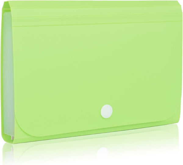 Receipt Organizer Mini Wallet for Coupons, Receipts, Cash, Tax Items, 7x4.5 in with 13 Pockets and Tabs (Green)