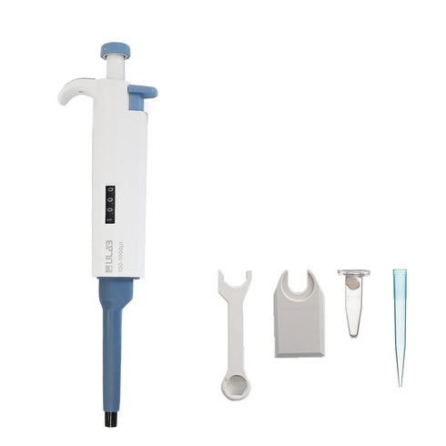 ULAB Single Channel Pipettor with 1pc Adjustable Volume Micro Pipette and 500pcs Tips, Blue Color