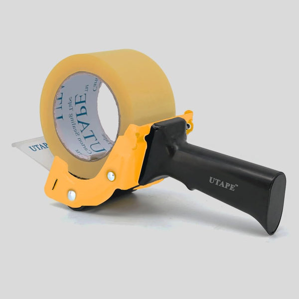 Fast Reloader Packing Tape Dispenser, 3 Inches Handheld for Moving Tape Refills, Durable Ergonomic Beta Machine, Yellow