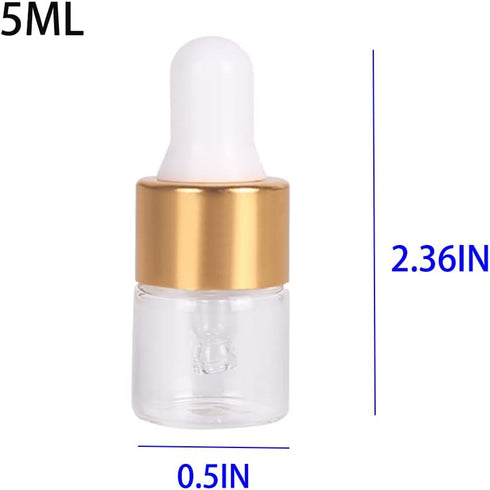 50 Clear Glass Dropper Bottles, 1/3/5ML Essential Oil Tincture Bottles with Measuring Pipette and Lid