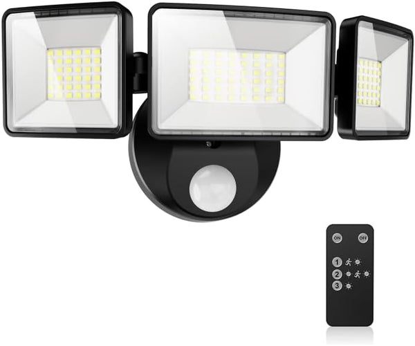 7500LM LED Security Light Motion Sensor Outdoor Lights, Adjustable 3 Head Hardwired