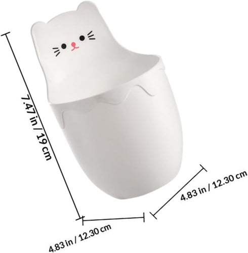 Cartoon Cat Wall-mounted Storage Tube White No-drill Multifunctional Pen Organizer Pencil Holder Desk Side Sundries