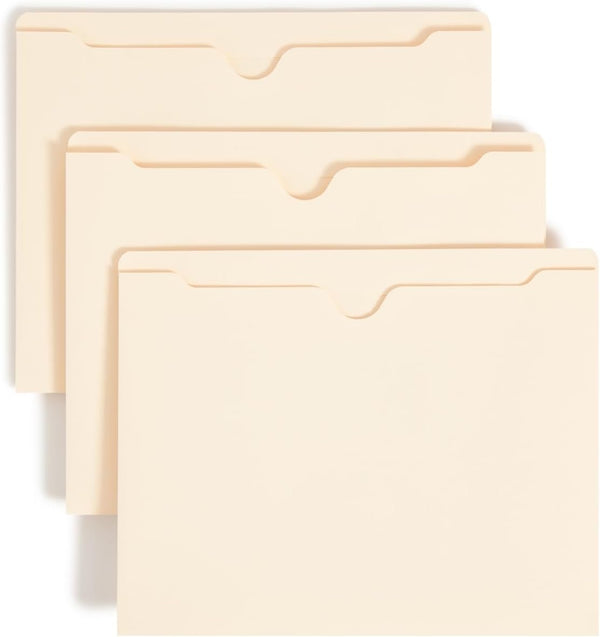Smead File Jacket, Reinforced Straight-Cut Tab, 2" Expansion, Letter Size, Manila, 50 Per Box