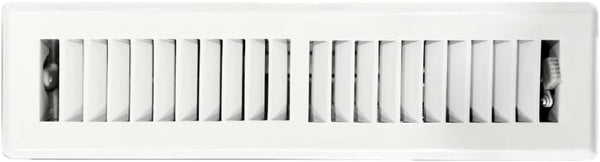 Precision Flow 2"x 10" Steel Floor Register, 2 Way Louvered Design in Glacier White Finish for Home Vent Covers
