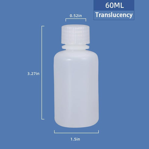 60ml/5 Pcs HDPE Narrow Mouth Round Container, Leak Proof Plastic Lab Chemical Reagent Bottles, Water Sample Bottles (Translucence, 2 oz) by ASEVAT