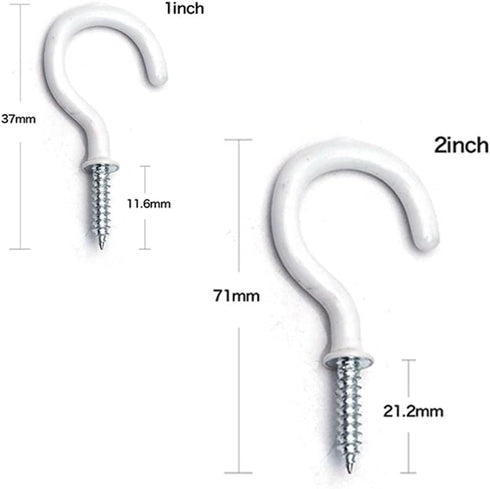 10Pcs White Screw-in Hanging Ceiling Hooks, Vinyl Coated Screw Hooks Screw-In Hooks for Hanging Plants Lights Mugs Heavy Duty Indoor Outdoor Use, Kitchen Hanger(1 inch) Tools and Home Improvement by BWESOO