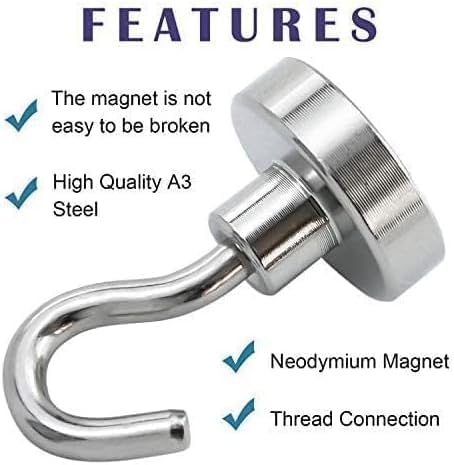 E BAVITE 10 Pack Strong Magnetic Hooks, 22Lbs Neodymium Magnets for Refrigerator, Grill, Towel, Indoor Hanging, Home,