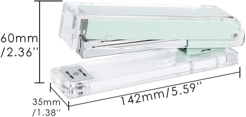 Mint Green Stapler Clear Acrylic Body Desk Staplers with Large Capacity Non-Slip No-Jam Desktop Stapling Tools for Office Home Desk Accessories Supplies by MEI YI TIAN