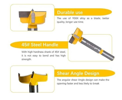 Carbide Forstner Drill Bit (1-5/8''), Carbon Steel Suitable for Fine Woodworking and Cabinet Making