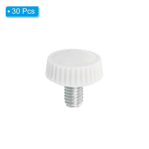 PATIKIL 30 Pack M5x8mm Knurled Thumb Screws, Male Thread Round Clamping Knobs, White Mounting Fasteners